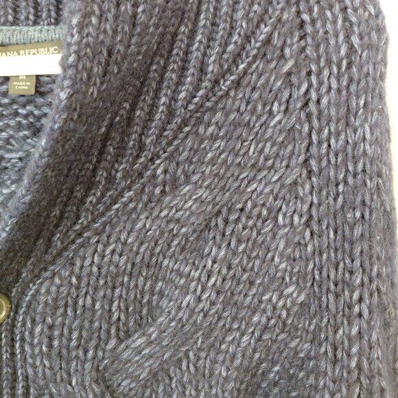 Banana Republic Cardigan Sweater Shawl Eclectic Grandpa Cable Knit Chunky - Picture 2 of 9